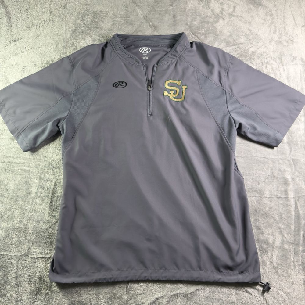 Russell Athletic SU‎ Gray Jacket Windbreaker 1/4 Zip Large Shirt